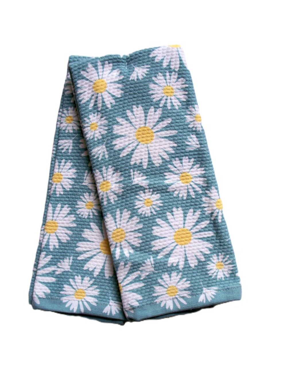 KitchenAid 2 Pc Kitchen Dish Towel Set Daisies Teal White Yellow Cotton NWT